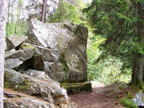 a pile of rocks on a trail in the woods at Royal Dunkeld Hotel in Dunkeld