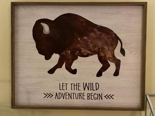 a painting of aleft the wild adventureben x at Bison Plains Lodge in Moorhead