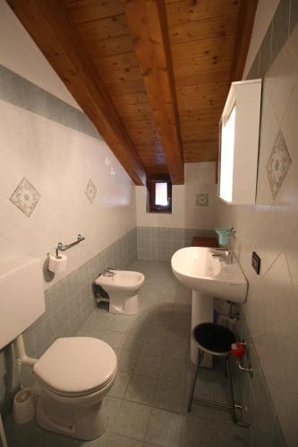 a bathroom with a toilet and a sink at Residence Aquila - Mono Corno Vitello in Brusson