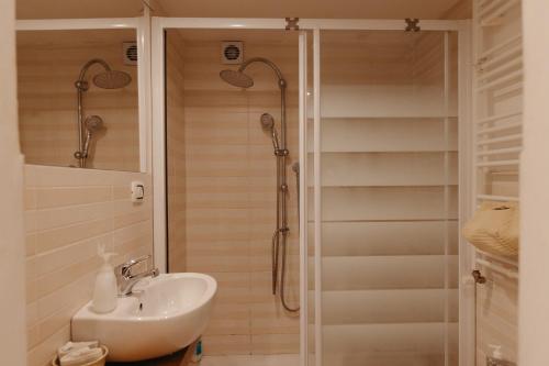 トリノにあるCasadama Guest Apartmentのバスルーム(シャワー、シンク付)