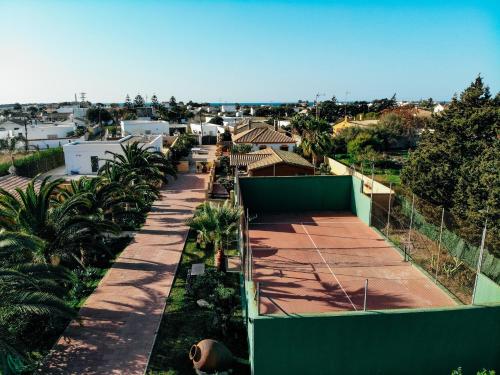 an overhead view of a tennis court on a building at Casas Guemon in Zahora