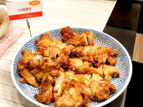 a bowl of fried food on a table at Nagano Tokyu REI Hotel in Nagano