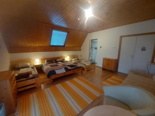 an overhead view of a bedroom with a large bed at Attila's Guest House in Budaörs