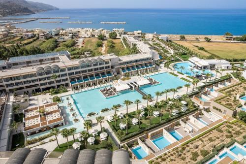 an aerial view of the resort and the ocean at Avra Imperial Hotel in Kolymvari