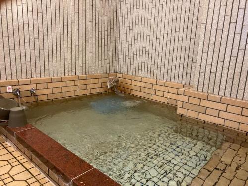 a pool of water in a shower in a bathroom at Ryoso Chatani in Kyoto