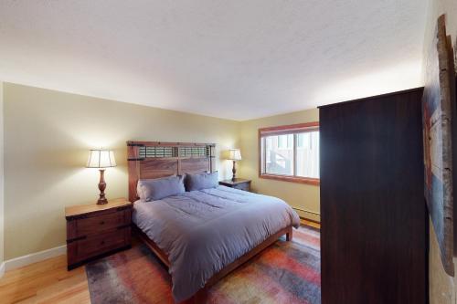 a bedroom with a large bed and a window at Quaint Mountain Condo in Frisco