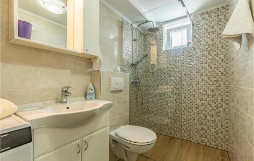 een badkamer met een toilet, een wastafel en een douche bij 2 Bedroom Awesome Home In Kavran in Kavran