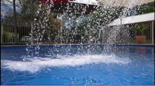 una fuente de agua en medio de una piscina en Willuna Sanctuary, en Chiltern