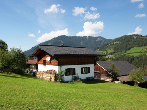 a house on a hill with a green field at Lush Holiday Home in H ttau near Ski Area in Hüttau