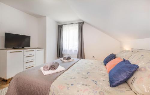 Postel nebo postele na pokoji v ubytování Beautiful Home In Pokupska Slatina With Jacuzzi