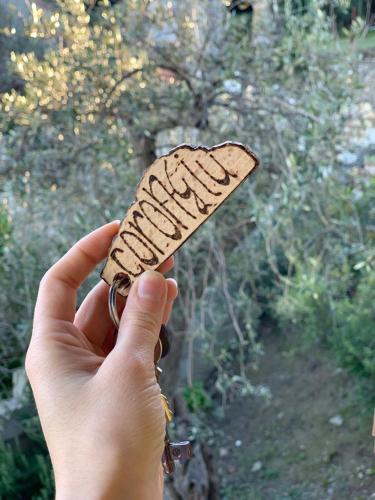 a person holding a cookie in their hand at Il Vecchio Ulivo Sa Tanca in Ussàssai