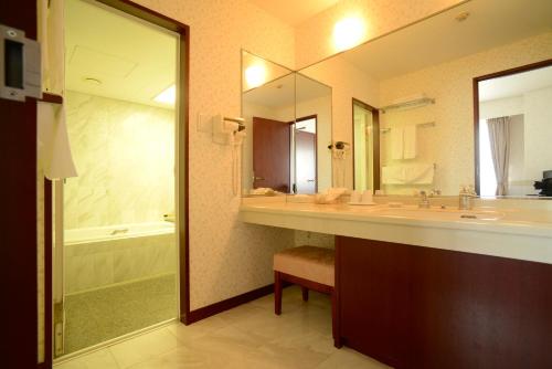 Ett badrum på Hotel Bientos
