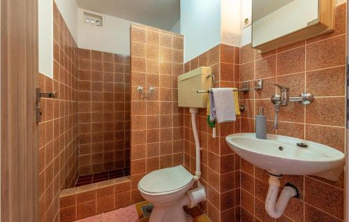 y baño con aseo y lavamanos. en Stunning Apartment In Sveti Filip I Jakov With Kitchen, en Sveti Filip i Jakov