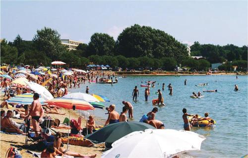 a large group of people on a beach at Three-Bedroom Apartment In Medulin in Medulin
