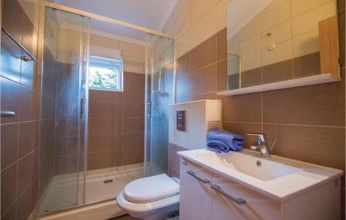 a bathroom with a toilet and a shower and a sink at 1 Bedroom Awesome Apartment In Stari Grad in Stari Grad
