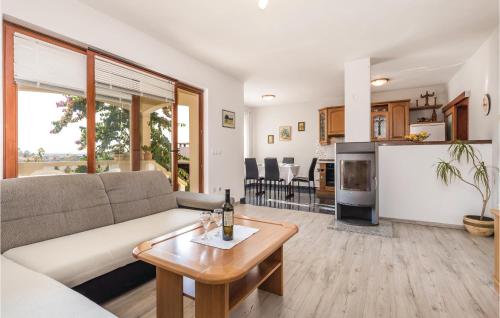 a living room with a couch and a table at Beautiful Apartment In Povljana in Povljana