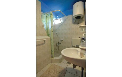 ein Bad mit einem Waschbecken und einer Dusche in der Unterkunft Lovely Apartment In Vela Luka With Kitchen in Vela Luka