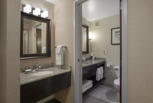 Ett badrum på Crowne Plaza Lansing, an IHG Hotel
