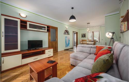 a living room with a couch and a flat screen tv at Holiday Home Mlaginje Iii in Žminj