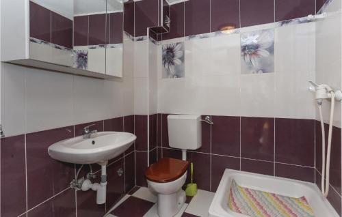 a bathroom with a sink and a toilet and a sink at Beautiful Apartment In Slatine With 1 Bedrooms And Wifi in Slatine