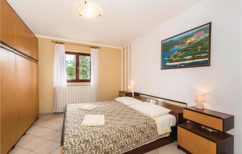 a small bedroom with a bed and a window at Awesome Home In Labin With 6 Bedrooms, Wifi And Outdoor Swimming Pool in Vinež