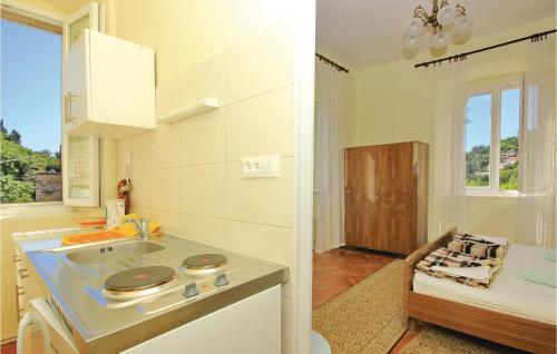 a kitchen with a sink and a counter top at Holiday Home Potok Vi in Trsteno