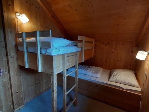 a bunk bed in a cabin with two bunk beds at Chalet in Styria near Kreischberg Ski in Sankt Georgen ob Murau