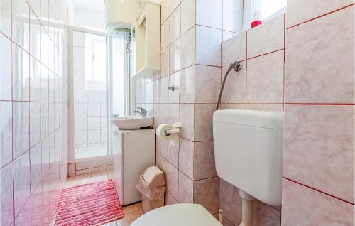 a bathroom with a white toilet and a window at Nice Apartment In Novi Vinodolski With 2 Bedrooms And Wifi in Novi Vinodolski