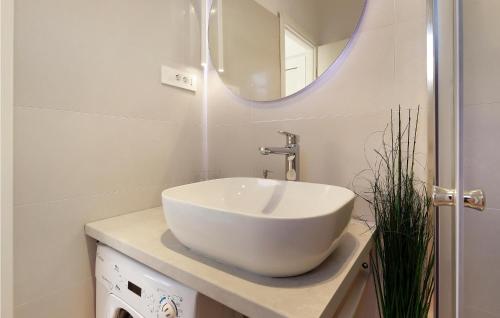 a bathroom with a white sink and a mirror at Gorgeous Apartment In Stinica in Stinica