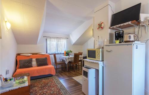 kuchnia z lodówką i salon w obiekcie 2 Bedroom Amazing Apartment In Pavicini w mieście Pavicini