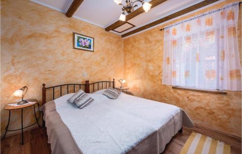 een slaapkamer met een bed en een raam bij Stunning Home In Labin With Outdoor Swimming Pool in VeliGolji