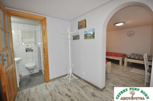 ein Bad mit WC und Waschbecken in einem Zimmer in der Unterkunft Cztery Pory Roku in Jeżów Sudecki