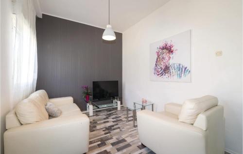 a living room with two white couches and a television at Awesome Apartment In Zadar With Wifi in Zadar