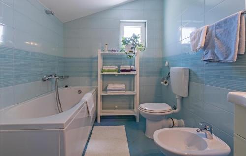 a bathroom with a tub and a toilet and a sink at Stunning Home In Pula With 3 Bedrooms, Private Swimming Pool And Outdoor Swimming Pool in Muntić