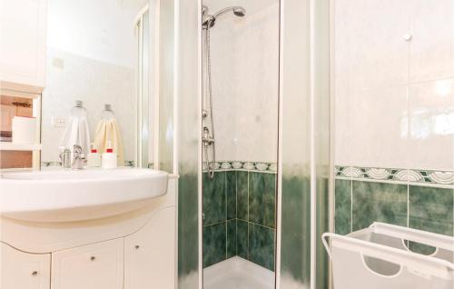 a bathroom with a sink and a shower at Amazing Apartment In Novi Vinodolski With Wifi in Novi Vinodolski
