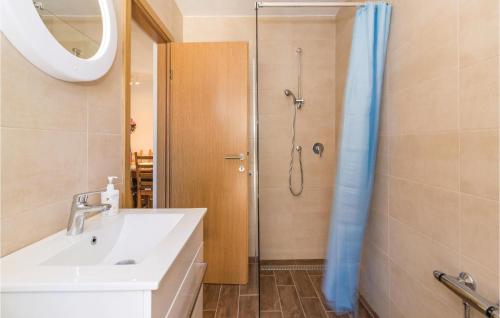 a bathroom with a sink and a shower at Awesome Home In Marcana With Kitchen in Orbanići