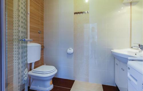 uma casa de banho com um WC e um lavatório em Beautiful Home In Dramalj With Kitchen em Dramalj