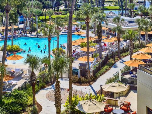 an overhead view of a pool at a resort at Sonesta Resort Hilton Head Island in Hilton Head Island
