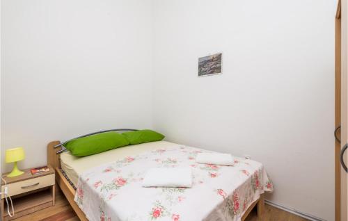 a small bedroom with a bed with a green blanket at Beautiful Apartment In Potocnica With Wifi in Borovići