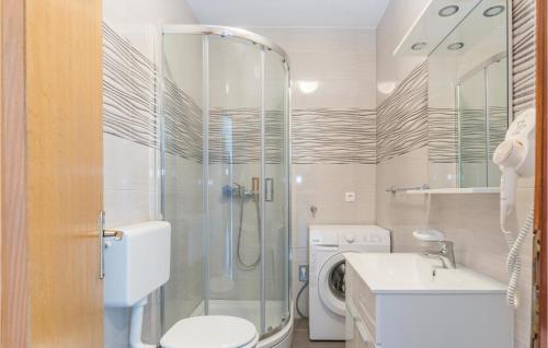e bagno con doccia, servizi igienici e lavandino. di 1 Bedroom Gorgeous Apartment In Povljana a Povljana (Pogliana)
