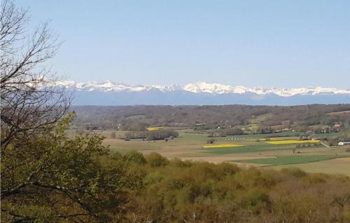 - une vue sur un champ avec des montagnes enneigées en arrière-plan dans l'établissement 3 Bedroom Nice Home In Lahitte Toupiére, à Lahitte-Toupière