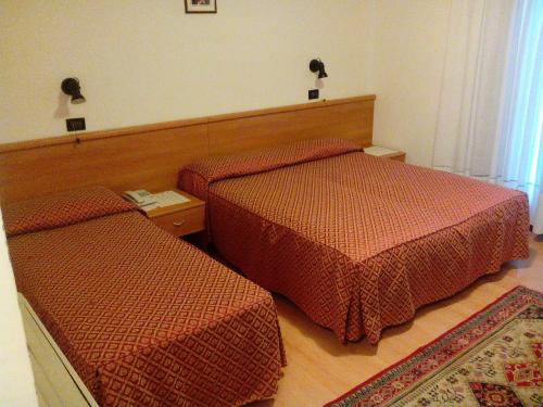 - une chambre d'hôtel avec 2 lits et un tapis dans l'établissement Albergo Alla Speranza, à Castelfranco Veneto
