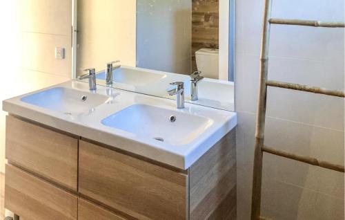 ein Badezimmer mit 2 Waschbecken und einem Spiegel in der Unterkunft Awesome Home In Bellegarde With Kitchen in Bellegarde