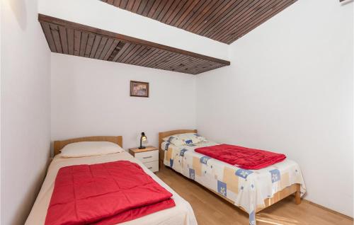 twee bedden in een kamer met witte muren bij Lovely Apartment In Stara Novalja With Wifi in Kaštel
