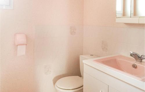 ラ・フォット・シュル・メールにあるAmazing Home In La Faute Sur Mer With 3 Bedrooms And Wifiのバスルーム(トイレ、洗面台付)