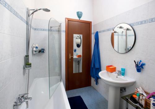 ein Badezimmer mit einer Dusche, einem Waschbecken und einer Badewanne in der Unterkunft Elena Paternoster in San Lazzaro di Savena