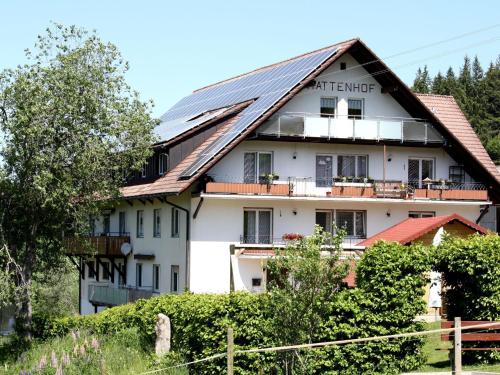 ein großes weißes Gebäude mit einem Dach in der Unterkunft Apartment in a quiet location with balcony in Herrischried