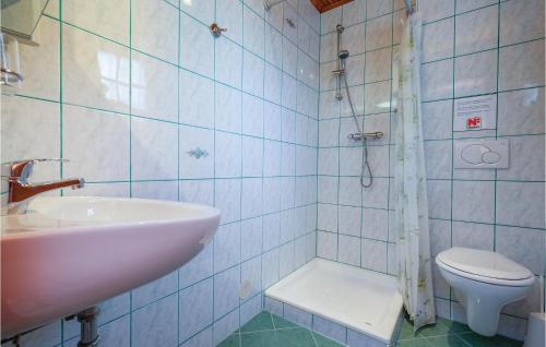 uma casa de banho com um lavatório e um WC em 1 Bedroom Cozy Apartment In Crikvenica em Crikvenica
