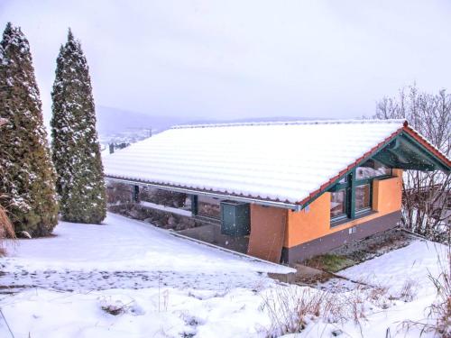 ヴィヒタッハにあるHoliday home with whirlpool and sauna in Viechtachの屋根雪小屋