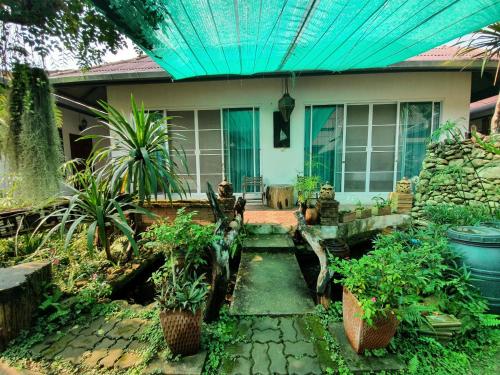 a house with a garden with plants in front of it at Chaing Dao Koko Home / โกโก้ โฮม เชียงดาว in Chiang Dao